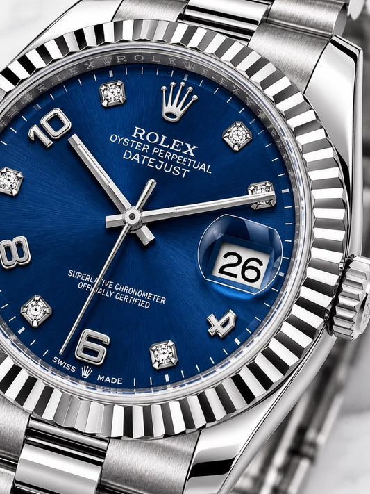 Rolex Datejust Stainless Steel Blue Diamond Dial Men's Watch