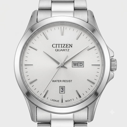 Citizen Stainless Steel White Dial Quartz Day-Date Men's Watch