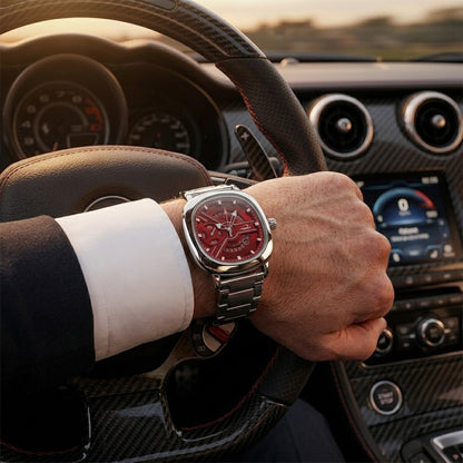 HERVI Stainless Steel Avant-Garde Red Dial Men's Watch