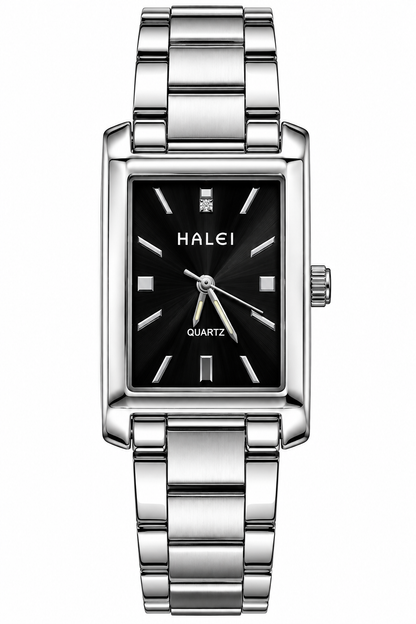 HALEI Classic Rectangular Stainless Steel Quartz Watch