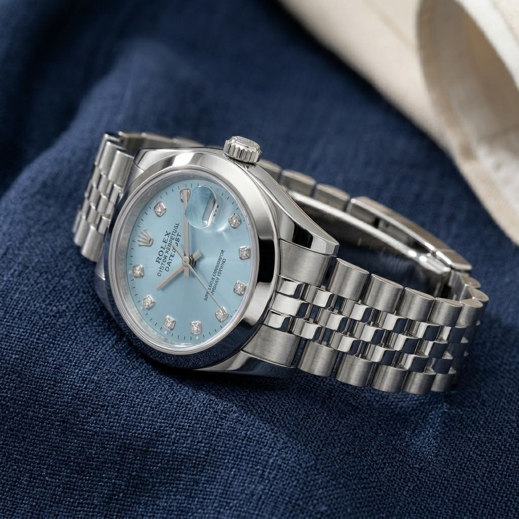 Rolex DateJust Ice Blue Diamond Dial Stainless Steel Jubilee Watch