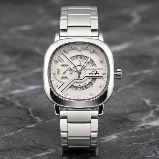HERVI Stainless Steel Avant-Garde White Dial Men's Watch