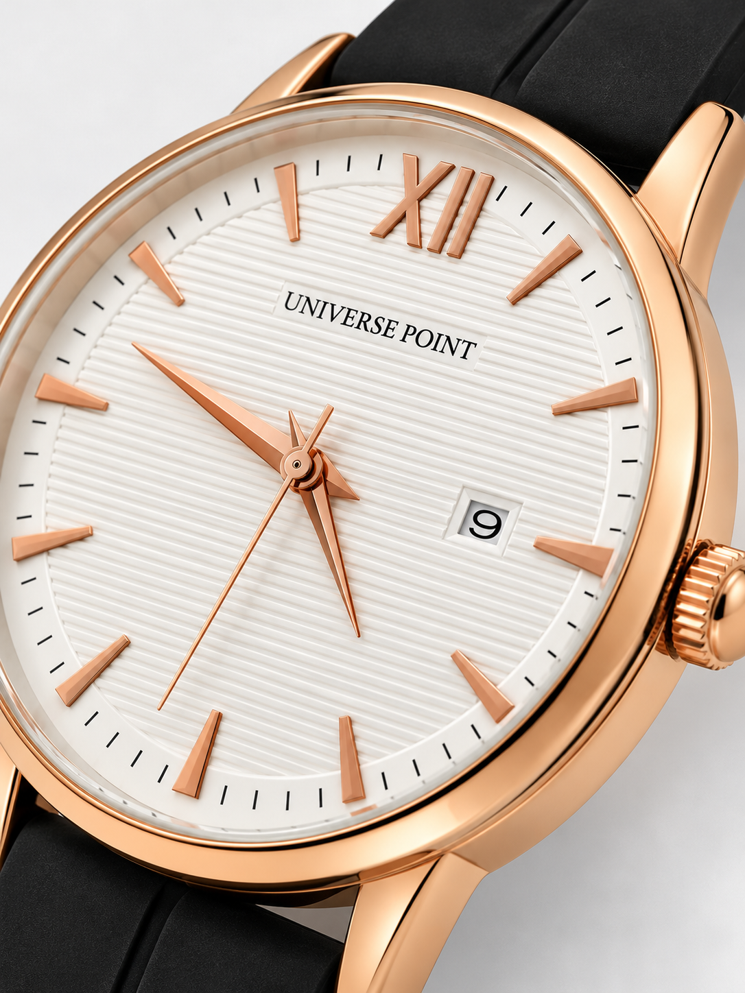 Universe Point Men’s Rose Gold Watch with Black Strap | Granddials