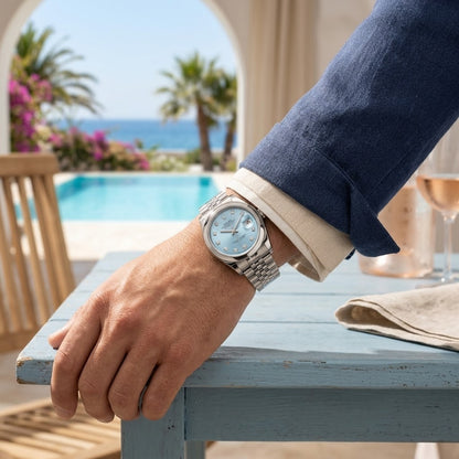 Rolex DateJust Ice Blue Diamond Dial Stainless Steel Jubilee Watch