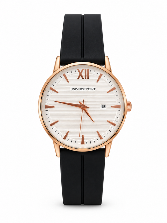Universe Point Men’s Rose Gold Watch with Black Strap | Granddials