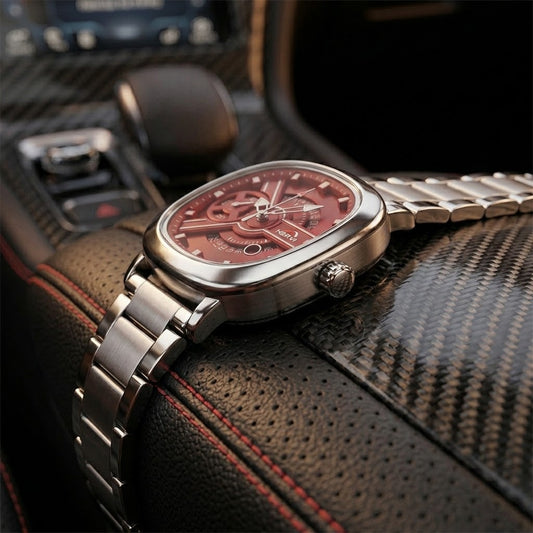 HERVI Stainless Steel Avant-Garde Red Dial Men's Watch