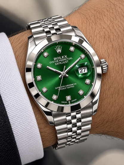 Rolex Datejust Green Dial – Luxury Stainless Steel Watch
