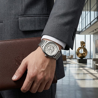 HERVI Stainless Steel Avant-Garde White Dial Men's Watch