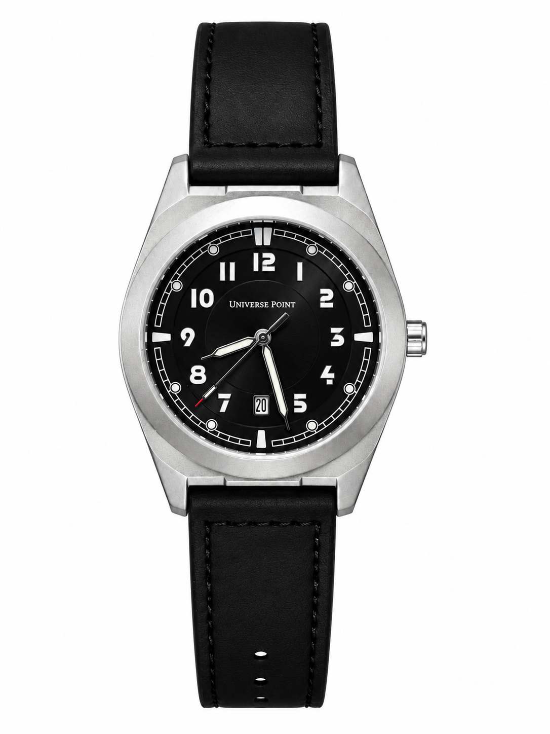 Universe Point Field Style Black Leather Quartz Watch