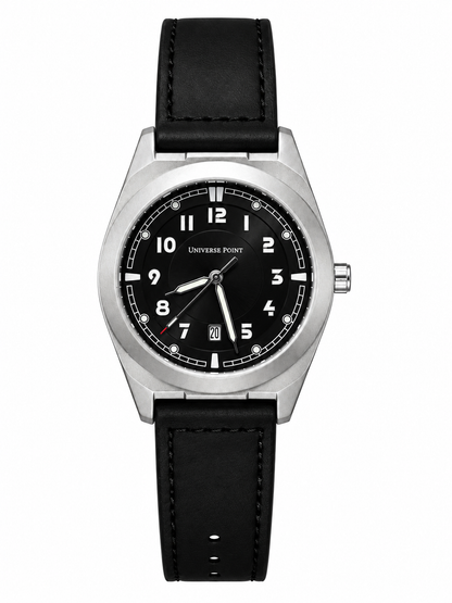 Universe Point Field Style Black Leather Quartz Watch