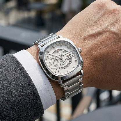 HERVI Stainless Steel Avant-Garde White Dial Men's Watch