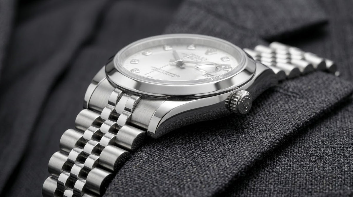 Rolex Datejust Stainless Steel Silver Diamond Dial Watch