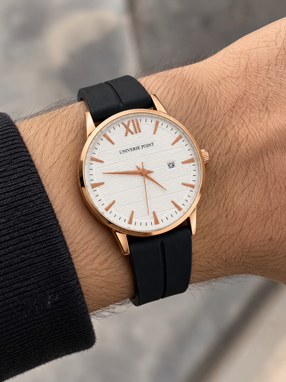 Universe Point Men’s Rose Gold Watch with Black Strap | Granddials