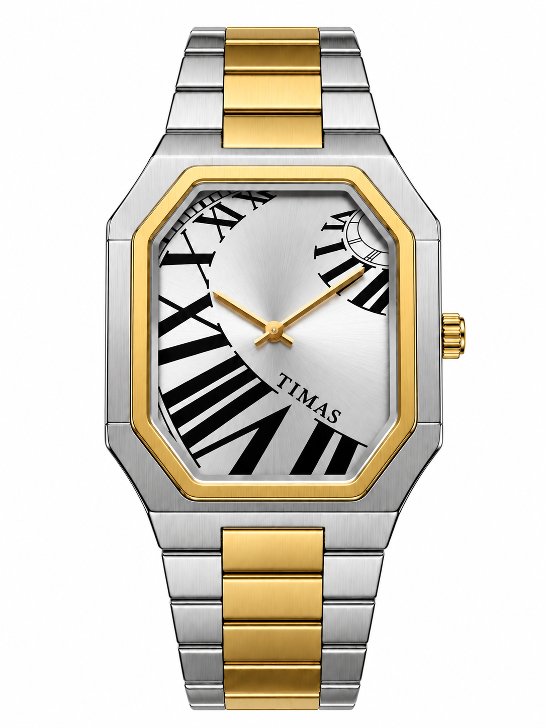 TIMAS Two-Tone Asymmetric Octagonal Roman Numeral Quartz Watch