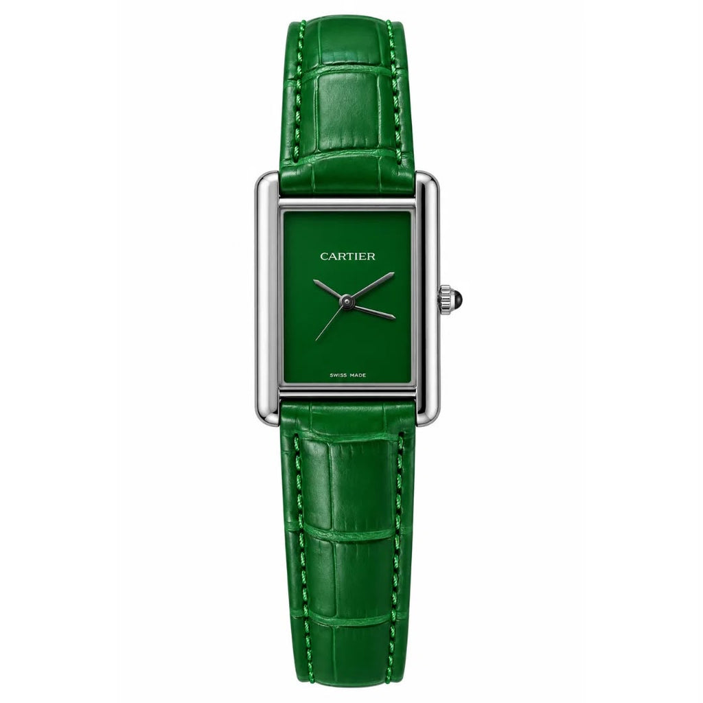 Cartier Leather Strap Elegant Rectangular Tank Watch
