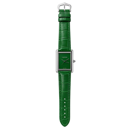 Cartier Leather Strap Elegant Rectangular Tank Watch