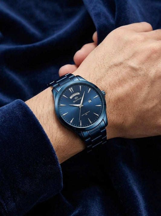 BESTWIN Premium Deep Blue Stainless Steel Quartz Watch