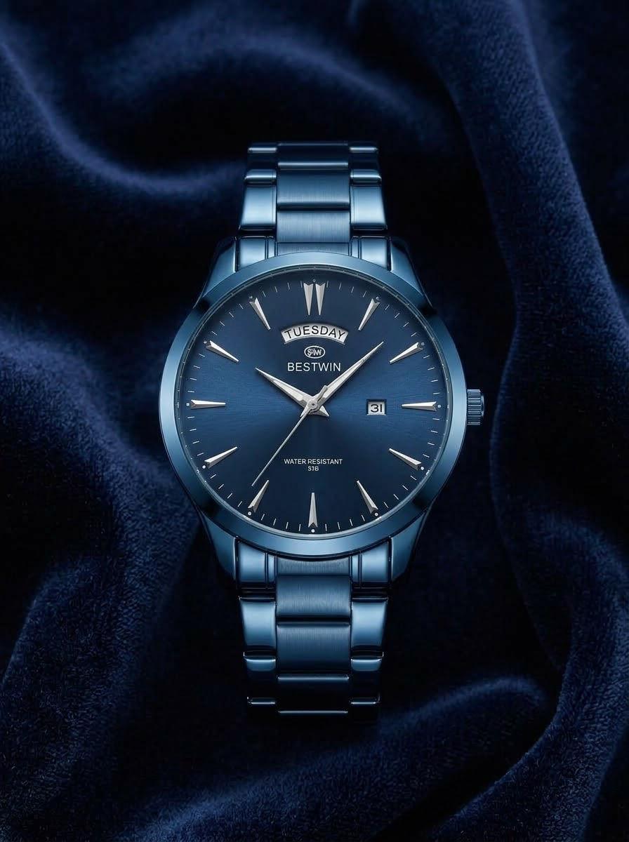BESTWIN Premium Deep Blue Stainless Steel Quartz Watch
