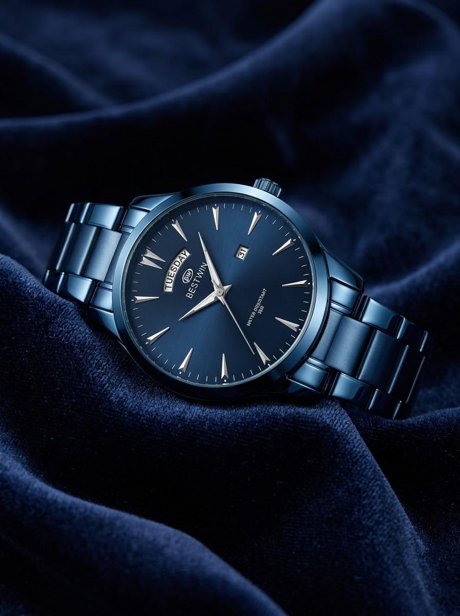 BESTWIN Premium Deep Blue Stainless Steel Quartz Watch