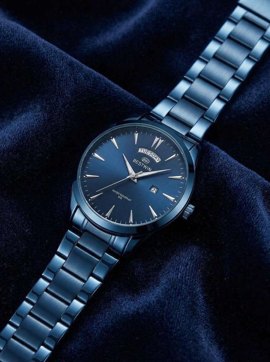 BESTWIN Premium Deep Blue Stainless Steel Quartz Watch