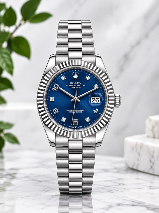 Rolex Datejust Stainless Steel Blue Diamond Dial Men's Watch