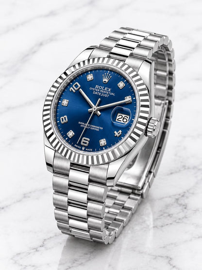 Rolex Datejust Stainless Steel Blue Diamond Dial Men's Watch