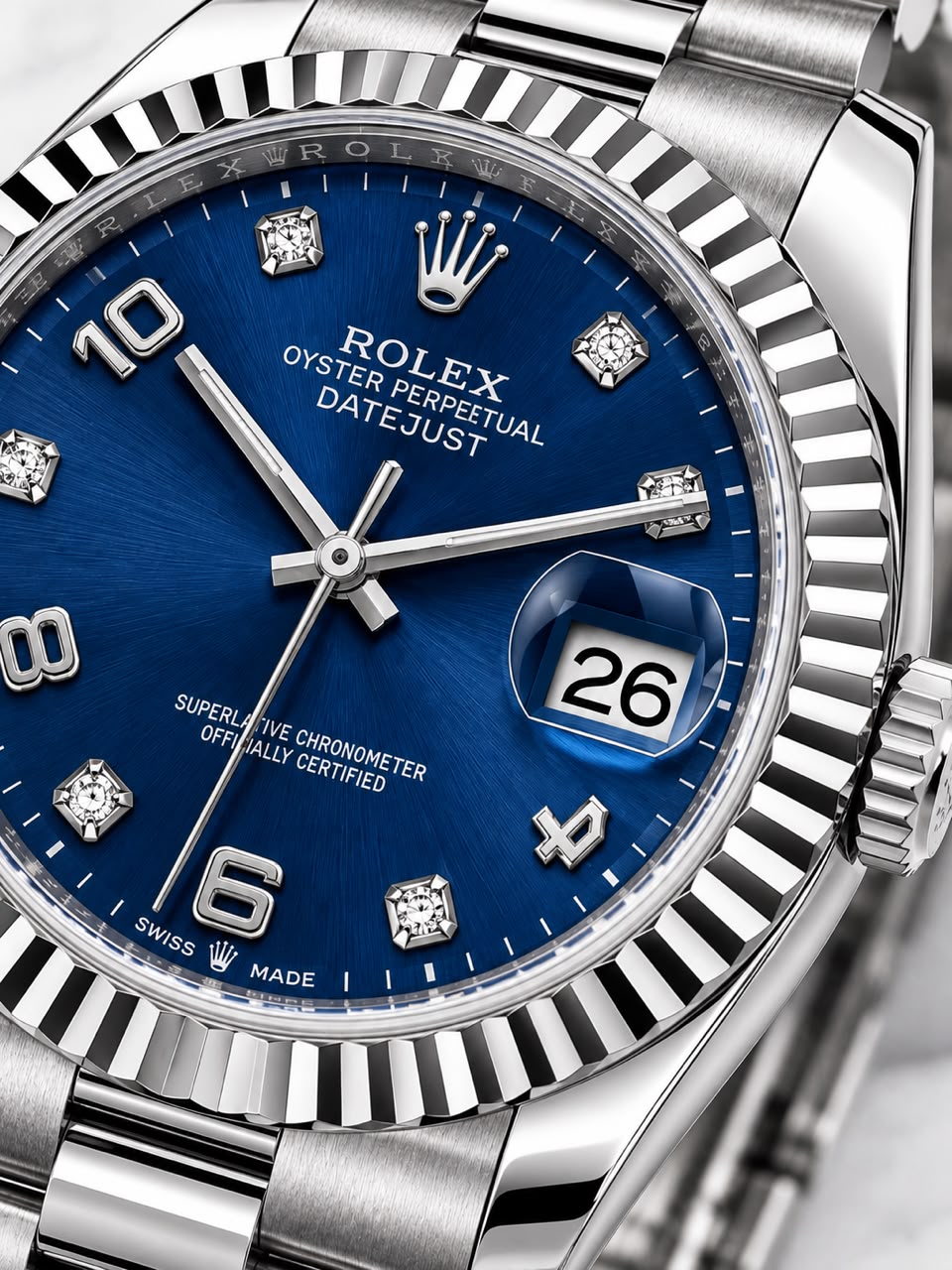 Rolex Datejust Stainless Steel Blue Diamond Dial Men's Watch