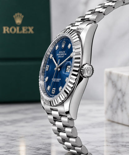 Rolex Datejust Stainless Steel Blue Diamond Dial Men's Watch