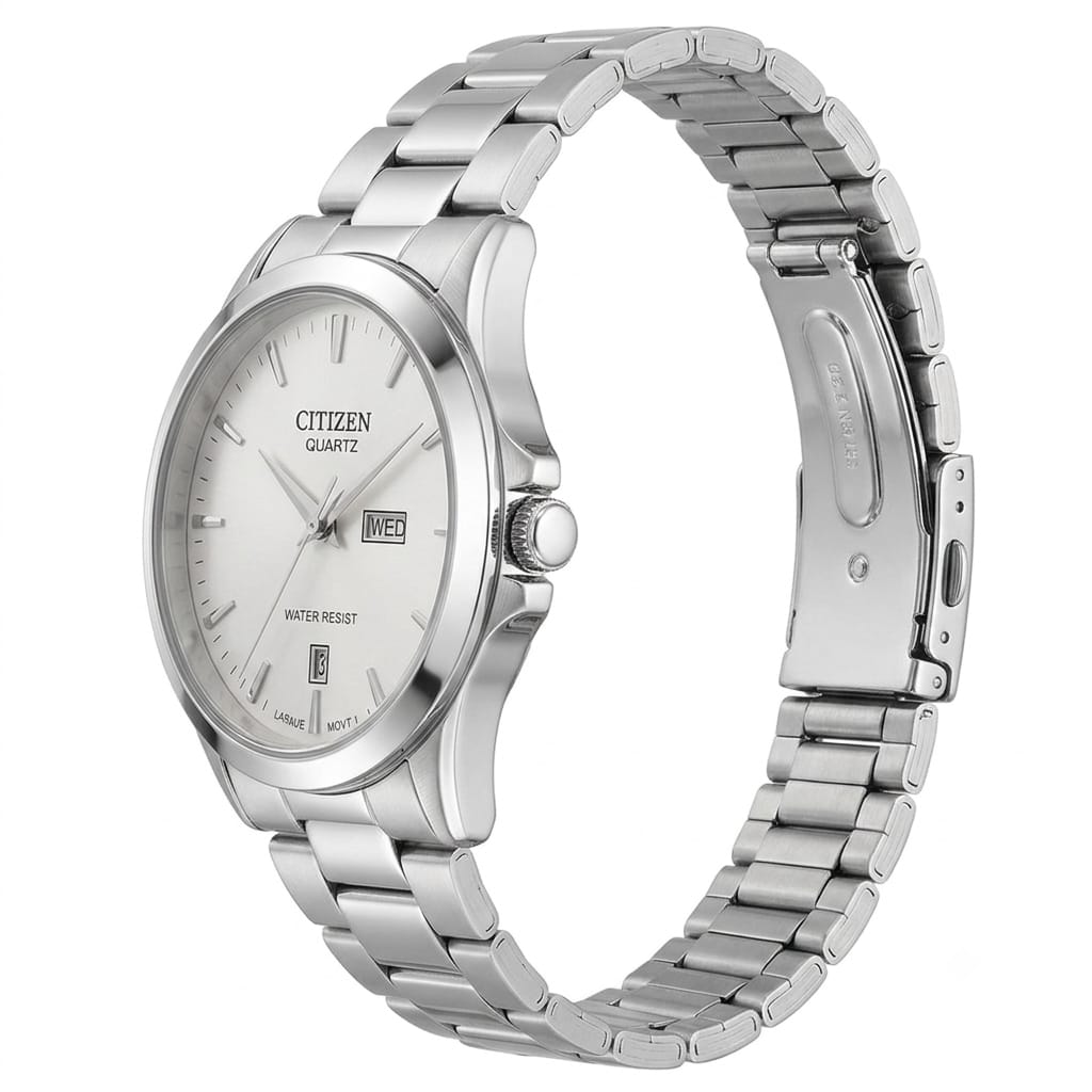 Citizen Stainless Steel White Dial Quartz Day-Date Men's Watch