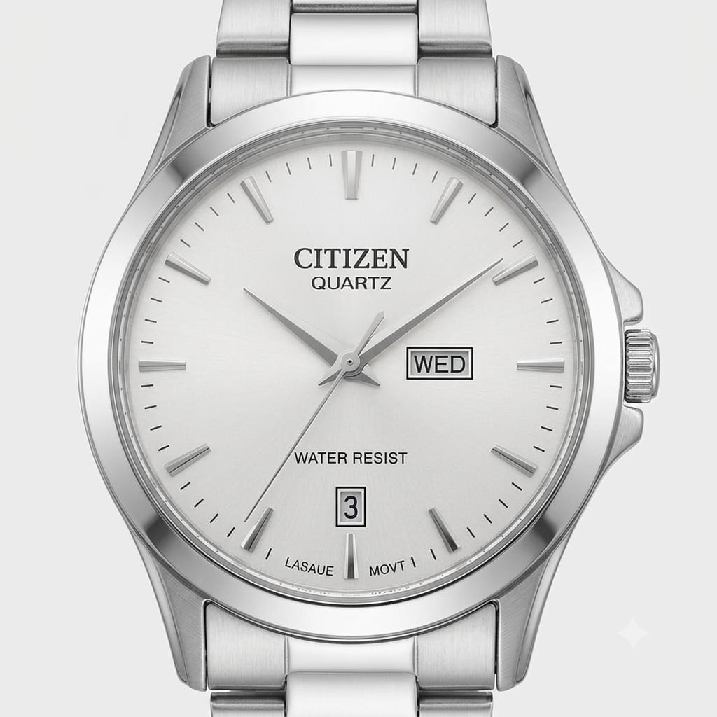 Citizen Stainless Steel White Dial Quartz Day-Date Men's Watch