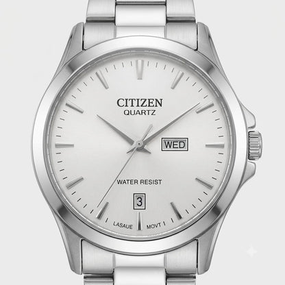 Citizen Stainless Steel White Dial Quartz Day-Date Men's Watch
